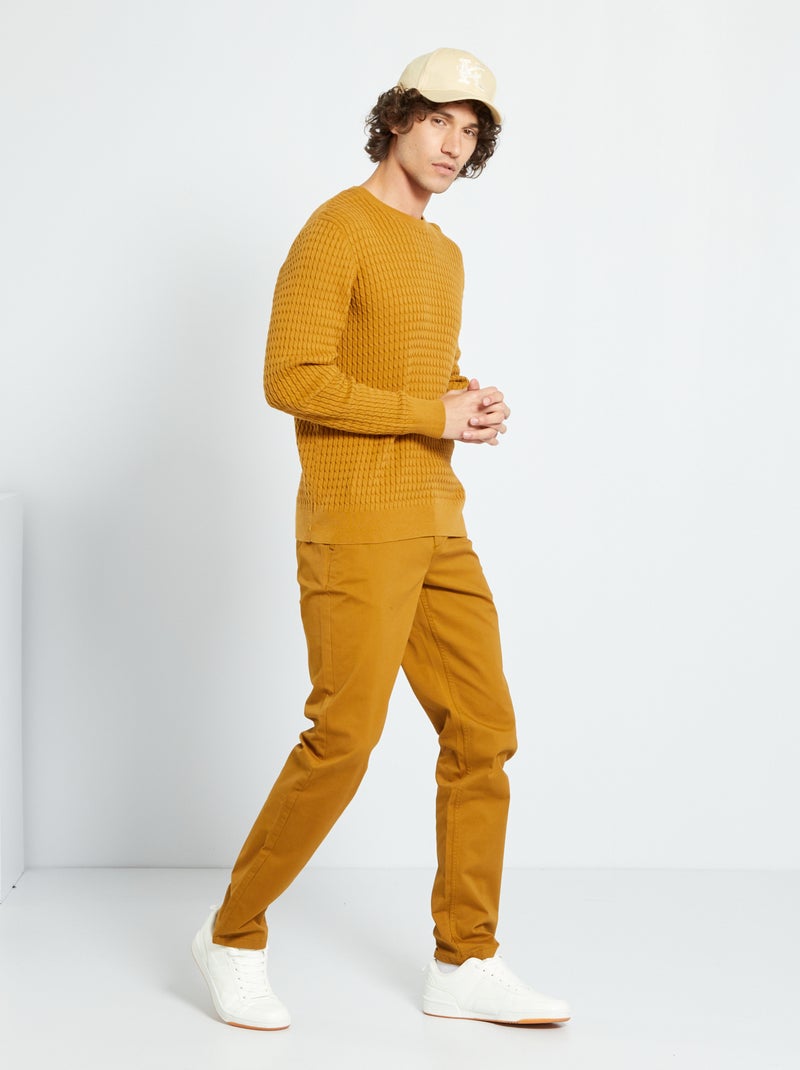 Pull en maille torsadée bronze - Kiabi