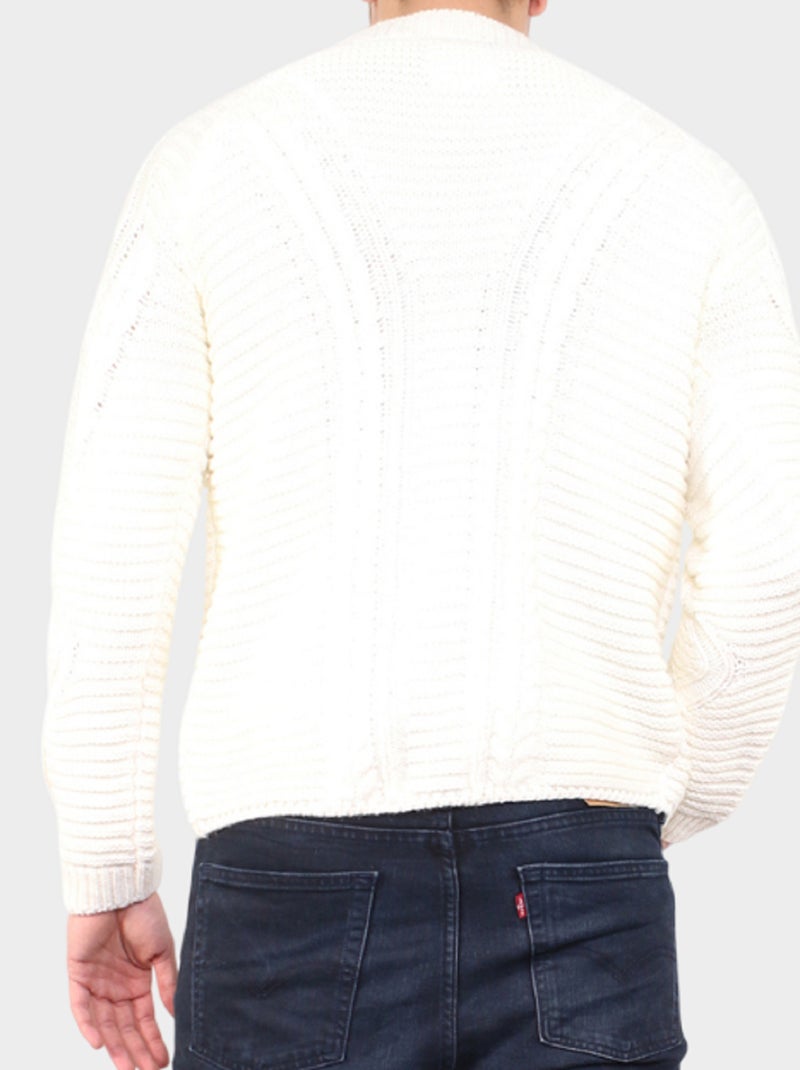 Pull en maille torsadée Ecru - Kiabi