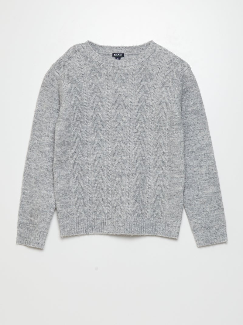 Pull en maille torsadée Gris - Kiabi