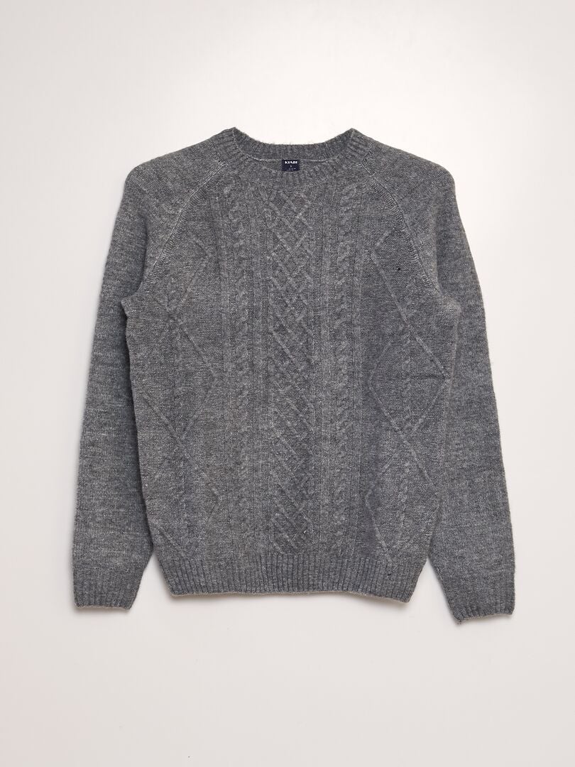 Pull en maille torsadée GRIS - Kiabi