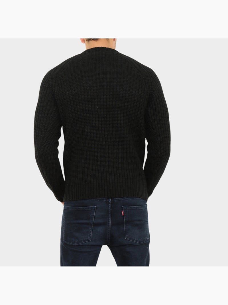 Pull en maille torsadée Noir - Kiabi