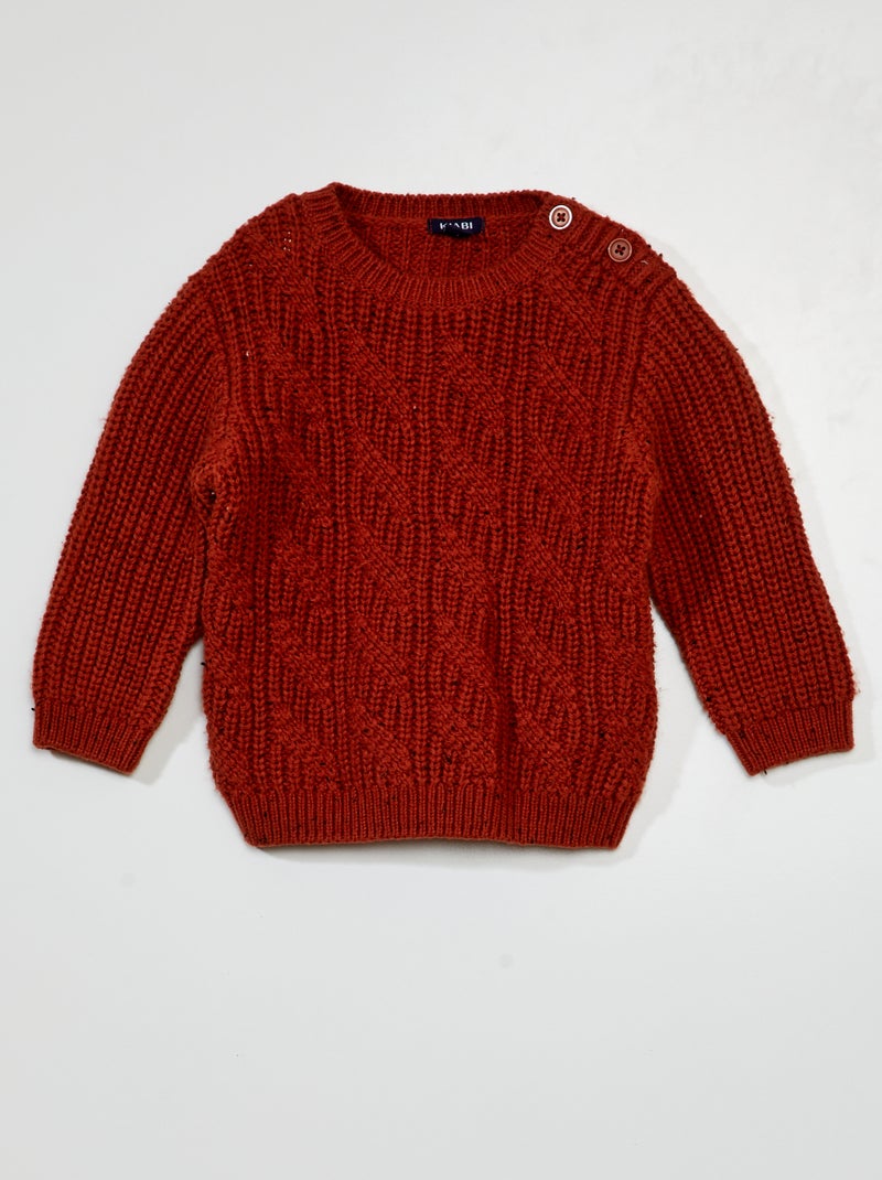 Pull en maille torsadée Rouge - Kiabi