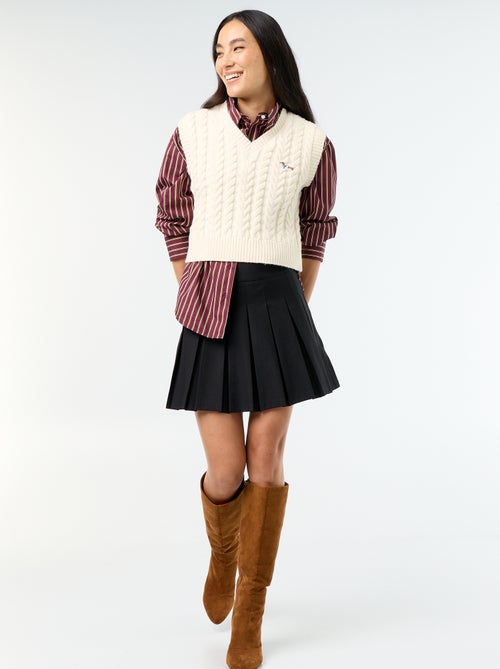 Pull en maille torsadée sans manches - Kiabi