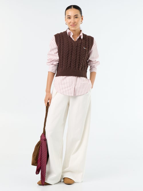 Pull en maille torsadée sans manches - Kiabi