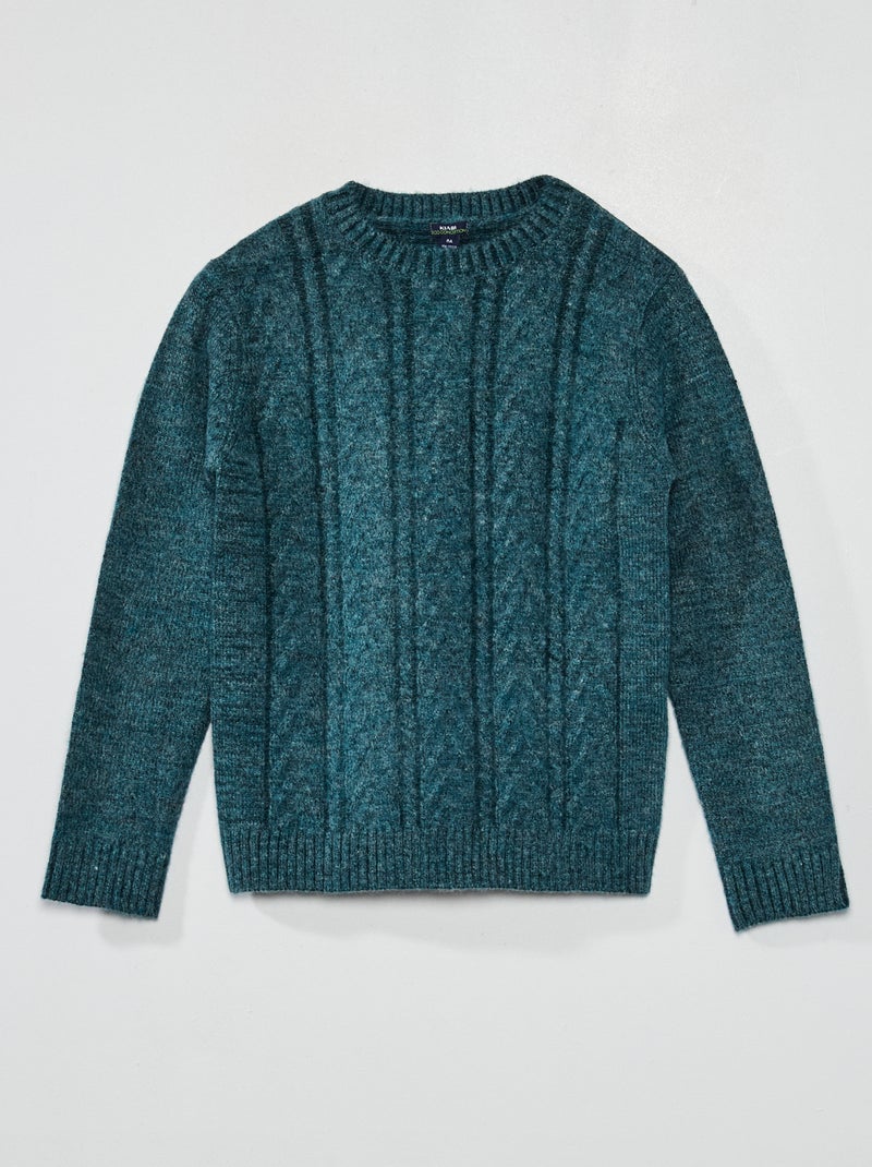 Pull en maille torsadée Vert d'eau - Kiabi
