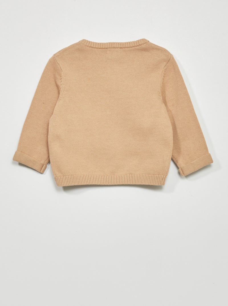 Pull en maille tricot Beige - Kiabi