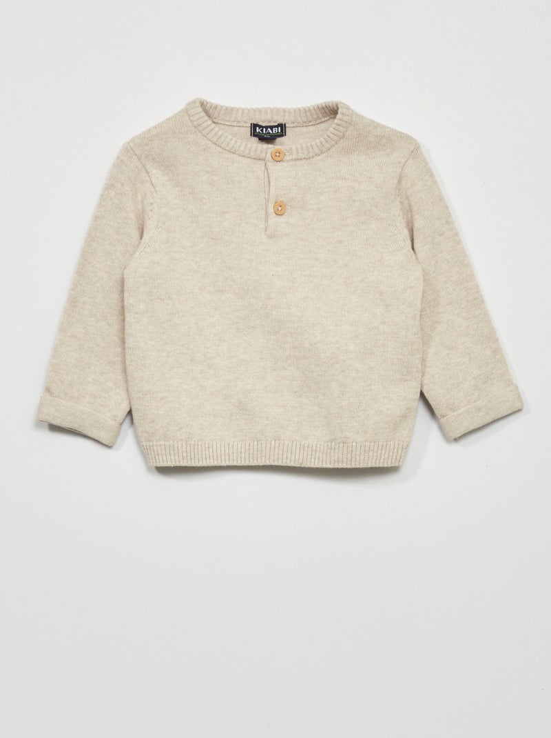Pull en maille tricot Beige - Kiabi