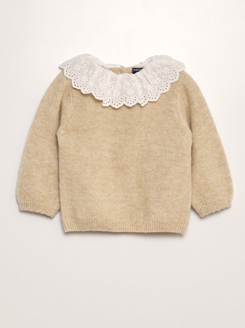 Pull en maille tricot Beige - Kiabi