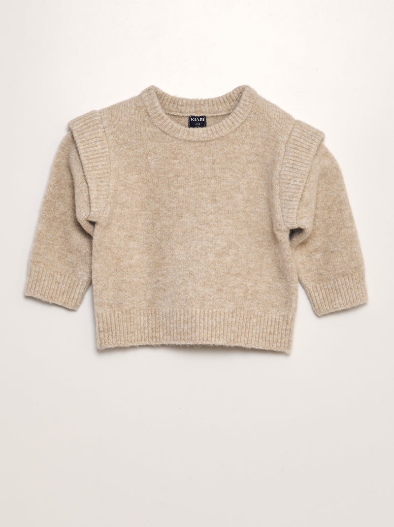 Pull en maille tricot Beige - Kiabi