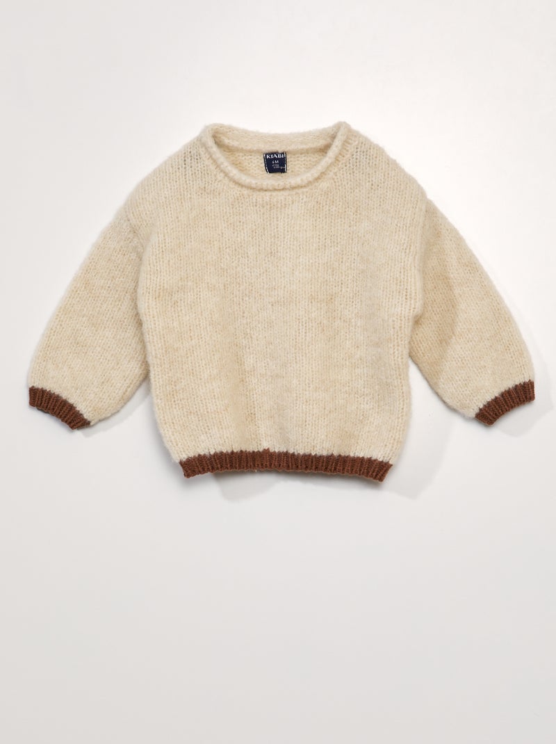 Pull en maille tricot Blanc - Kiabi