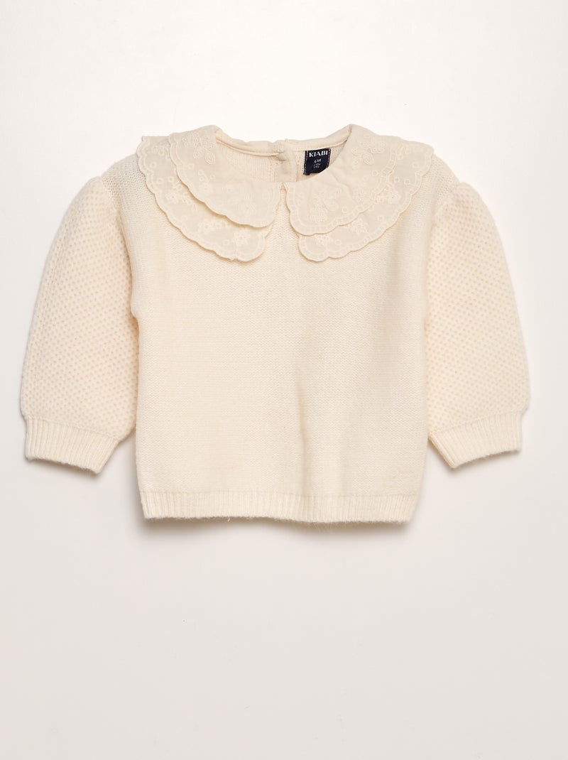 Pull en maille tricot Blanc - Kiabi