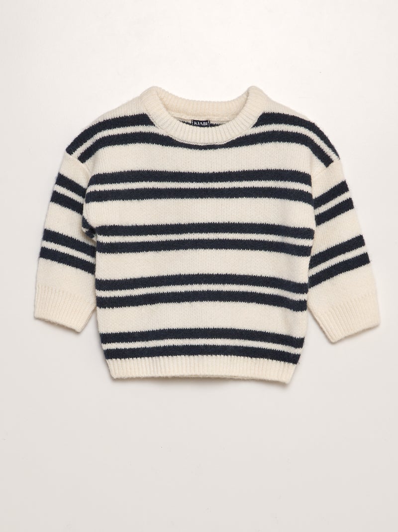 Pull en maille tricot Blanc - Kiabi