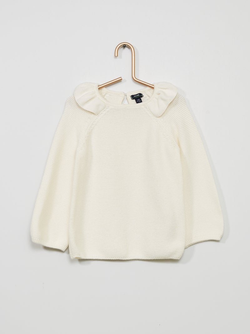 Pull en maille tricot blanc - Kiabi