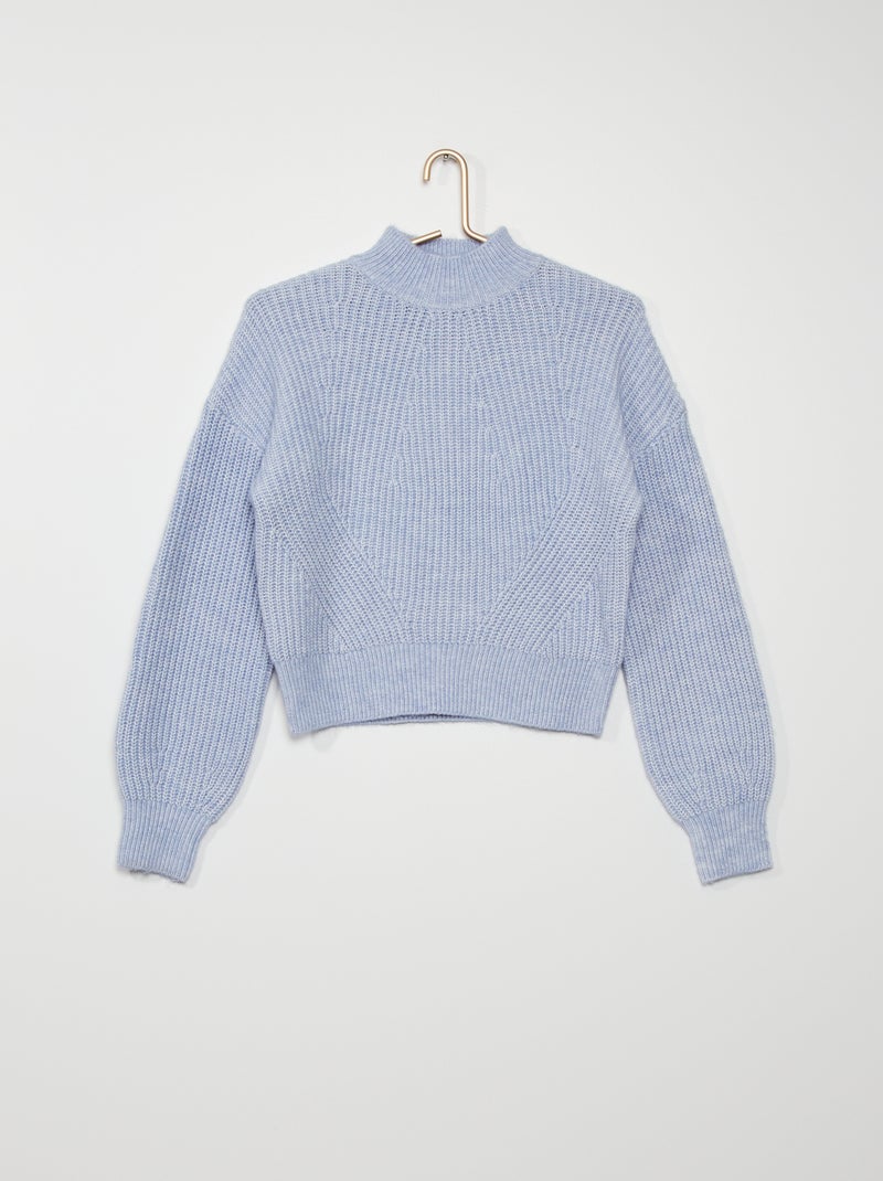 Pull en maille tricot bleu - Kiabi