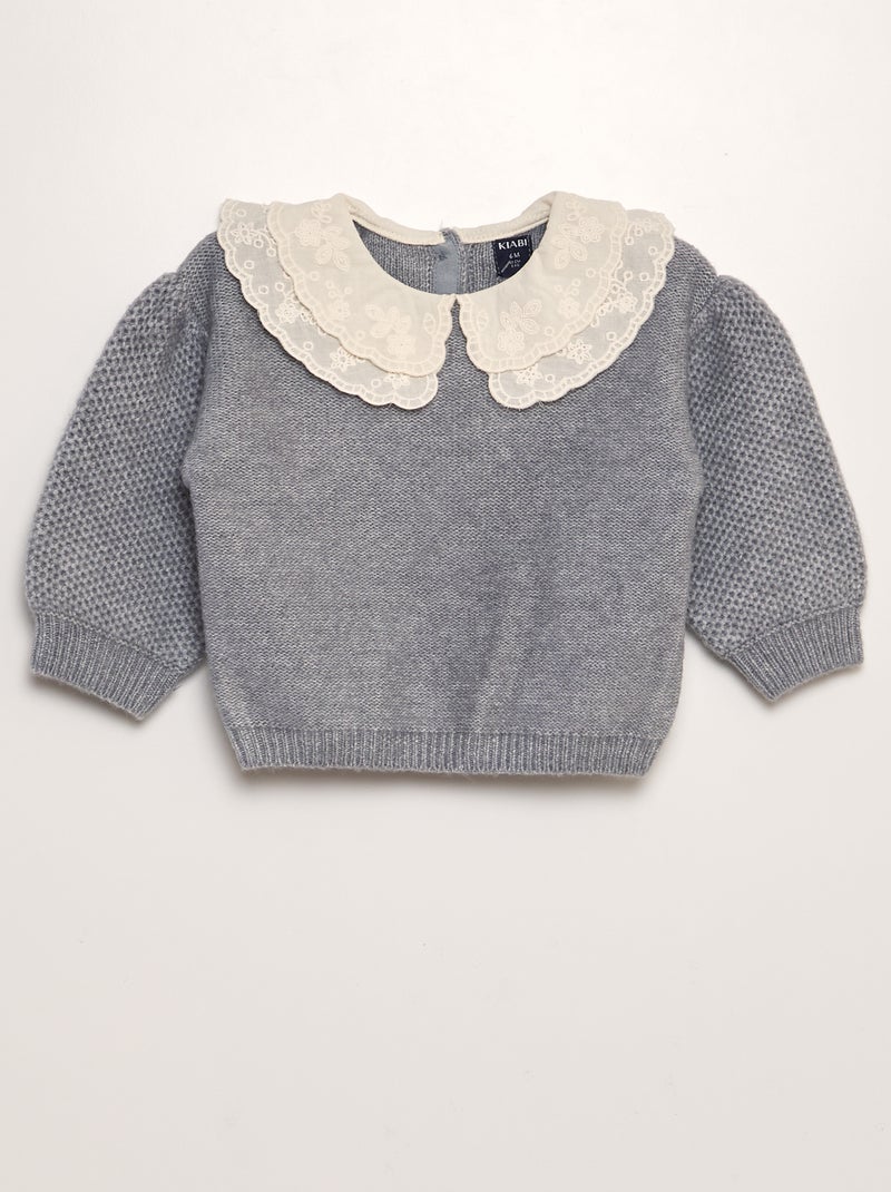 Pull en maille tricot Gris bleu - Kiabi