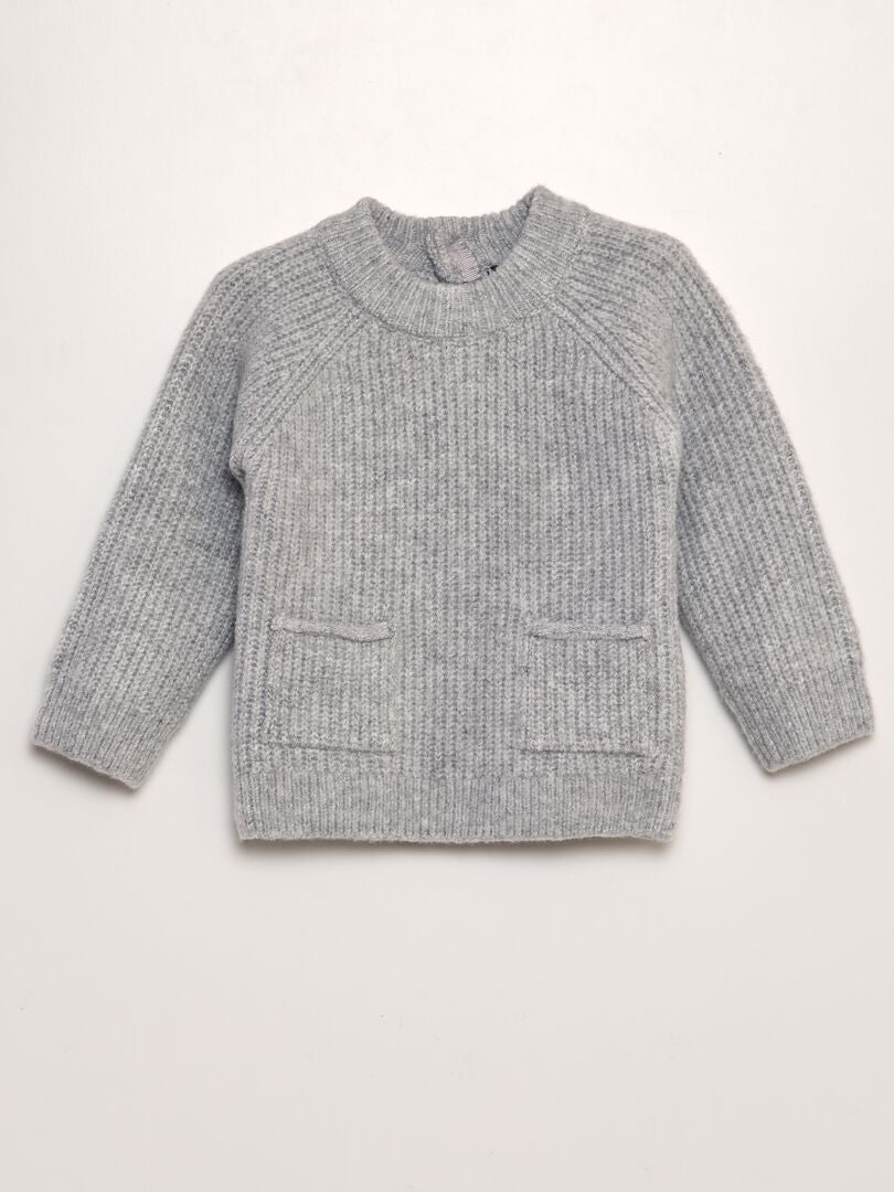 Pull en maille tricot Gris - Kiabi