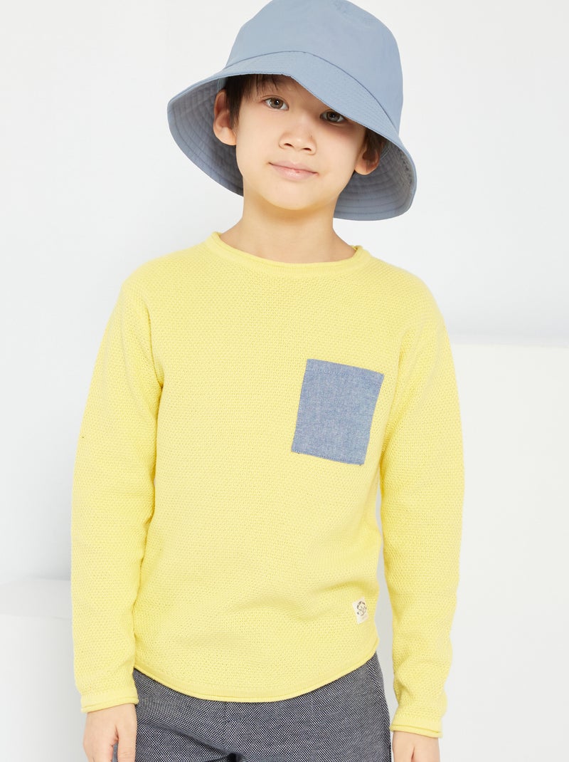 Pull en maille tricot jaune - Kiabi