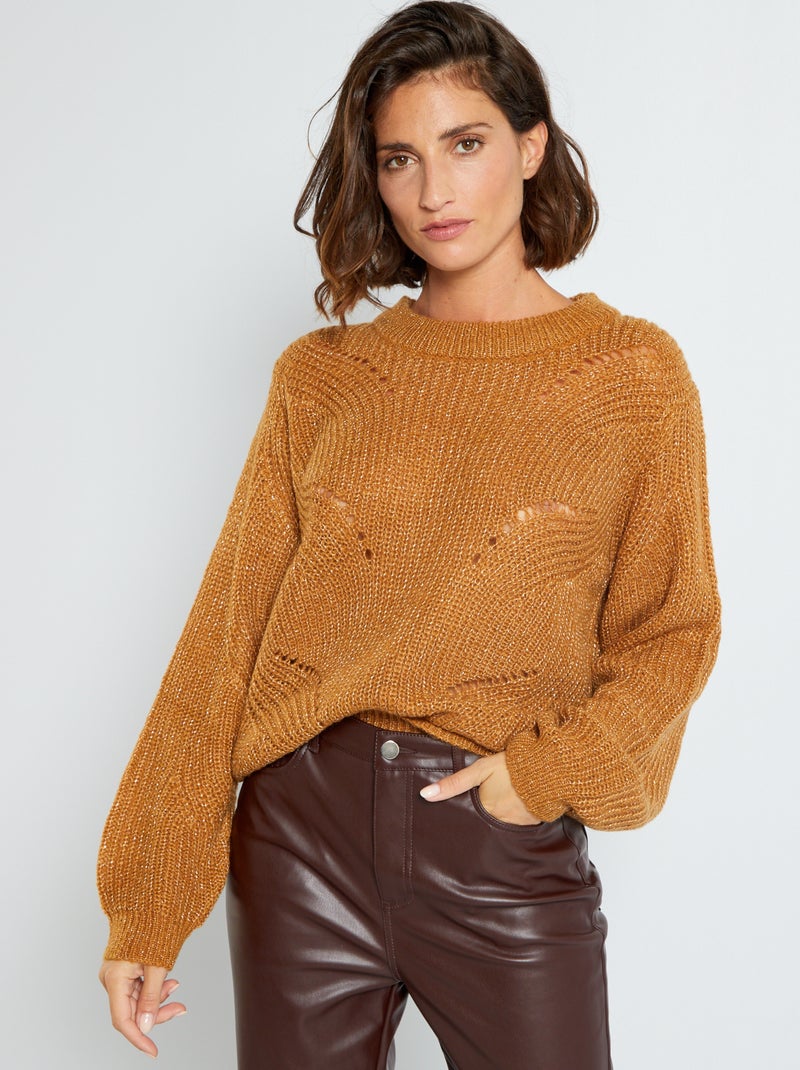Pull en maille tricot 'JDY' camel - Kiabi
