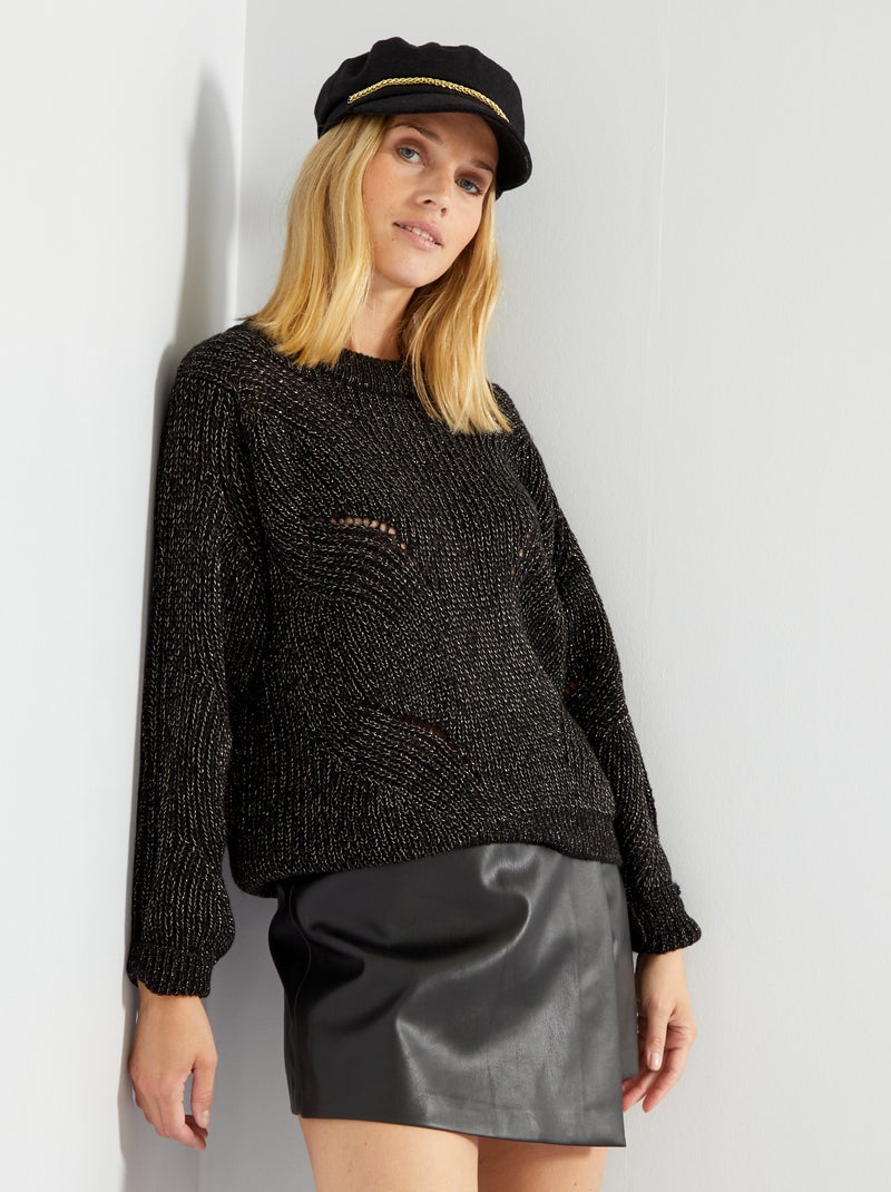 Pull en maille tricot 'JDY' noir - Kiabi