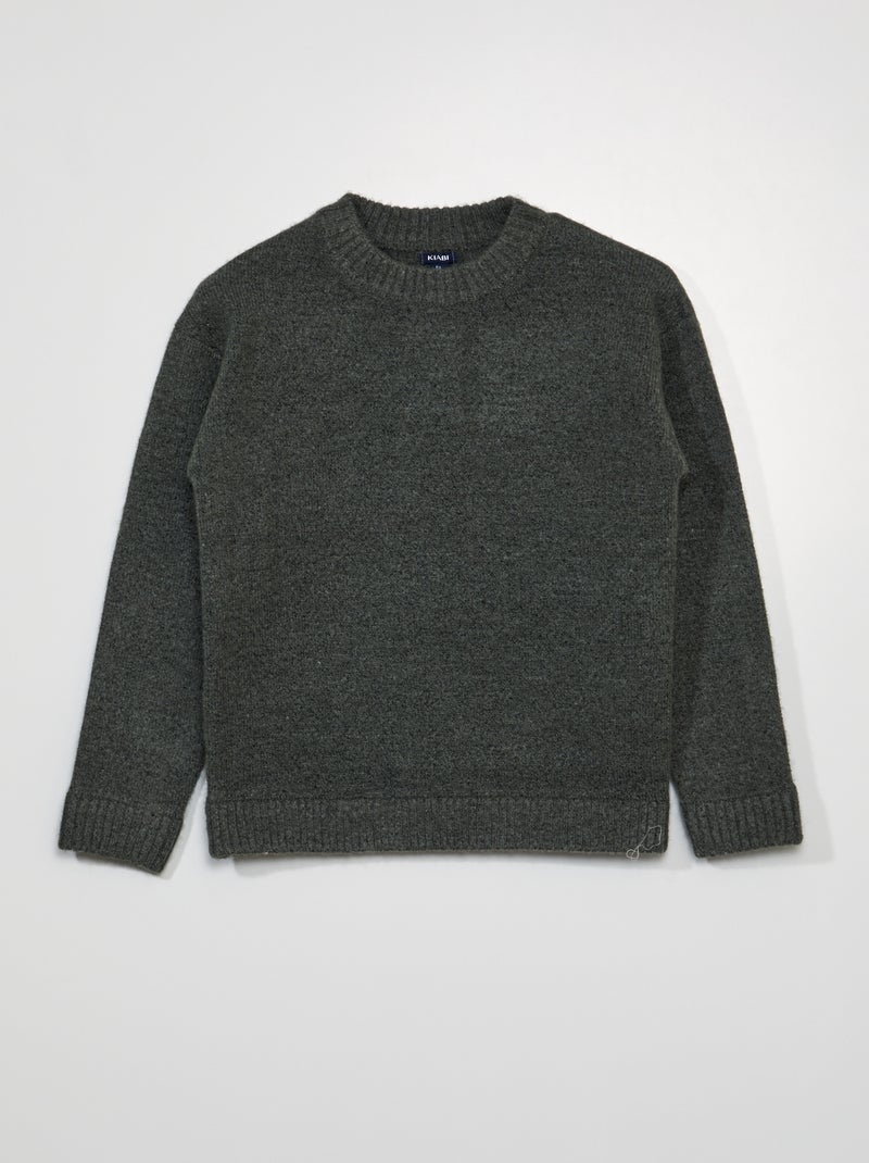 Pull en maille tricot Kaki - Kiabi