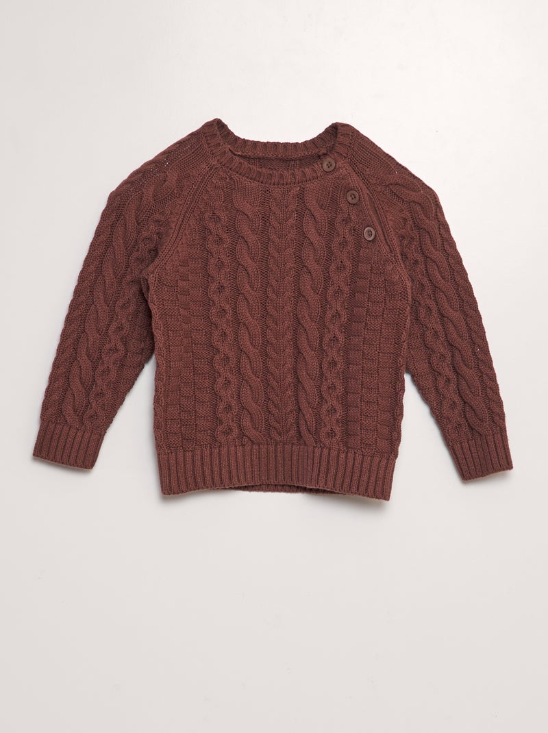 Pull en maille tricot Marron - Kiabi