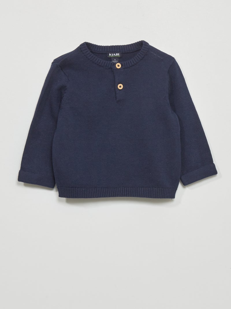 Pull en maille tricot Noir - Kiabi