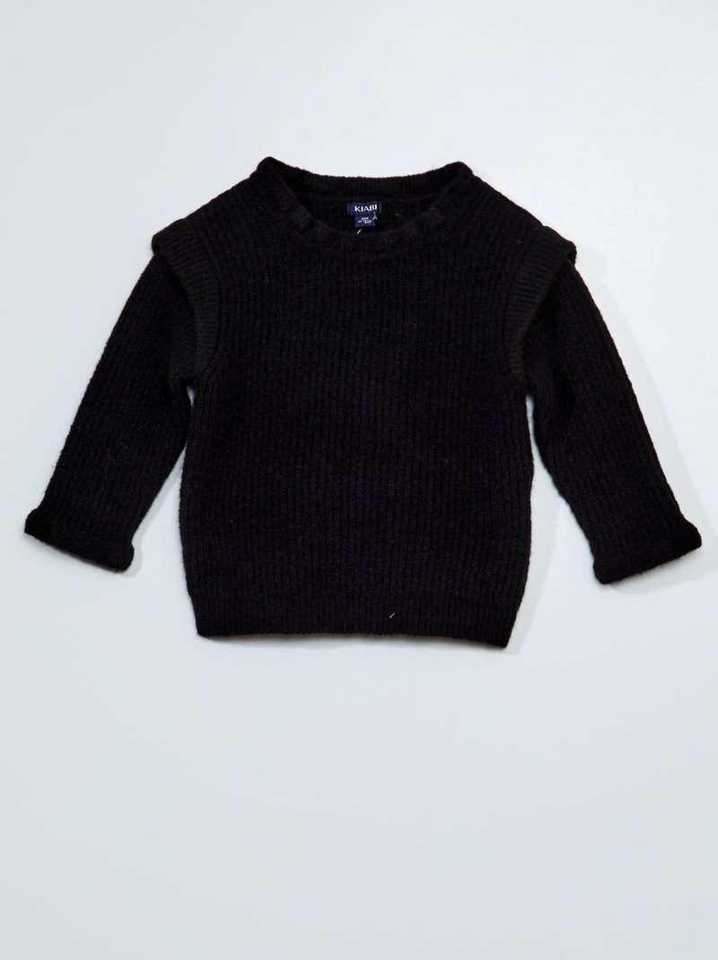 Pull en maille tricot noir - Kiabi