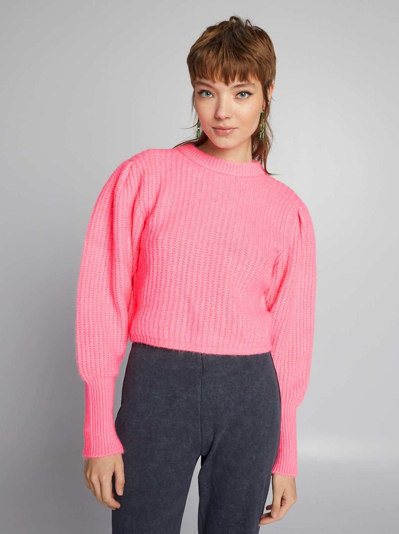 Pull en maille tricot Rose - Kiabi