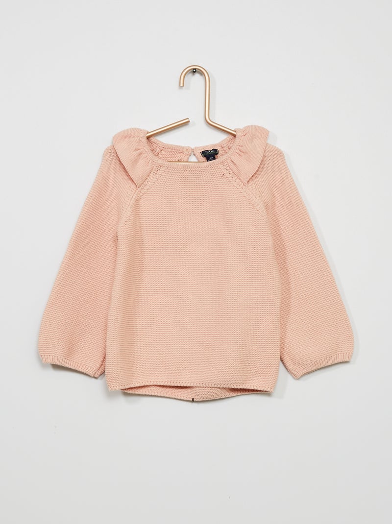 Pull en maille tricot rose - Kiabi
