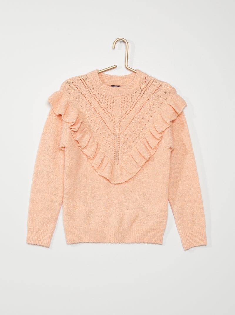 Pull en maille tricot rose - Kiabi