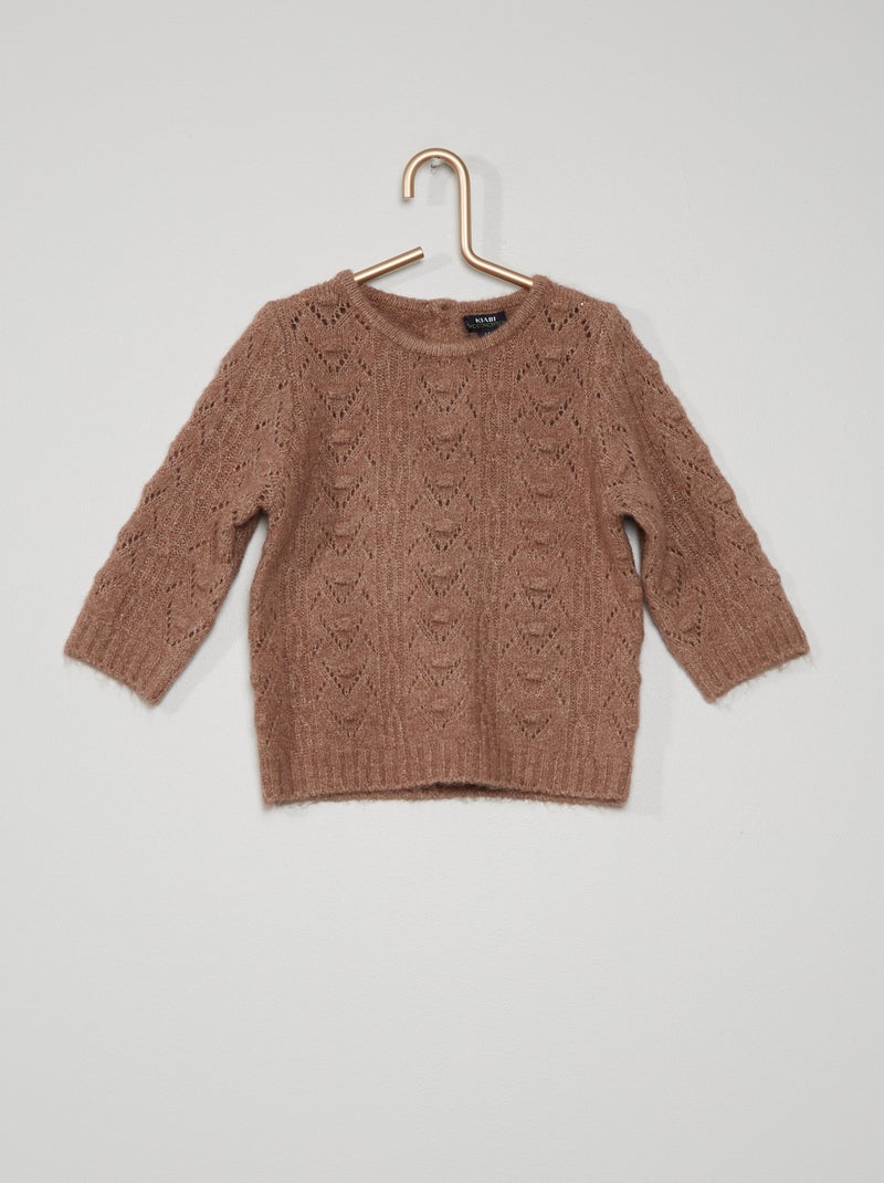 Pull en maille tricot rose - Kiabi