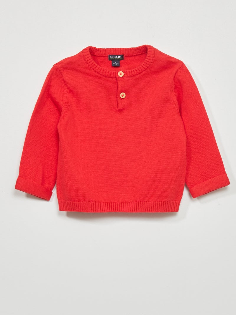 Pull en maille tricot Rouge - Kiabi