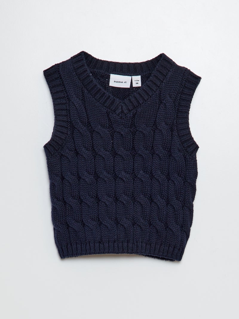 Pull en maille tricot sans manches Bleu - Kiabi