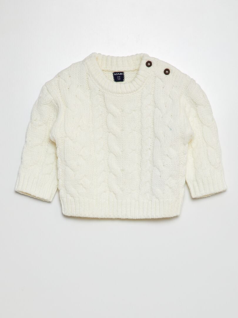 Pull en maille tricot torsadée BlancPill - Kiabi