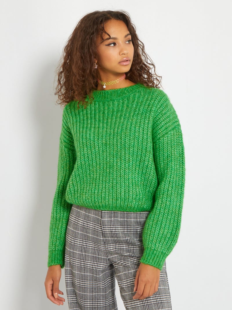 Pull en maille tricot Vert - Kiabi