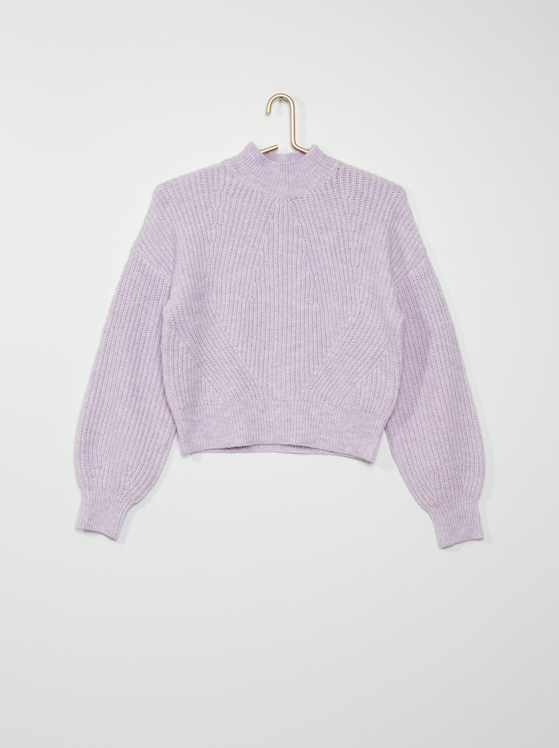 Pull en maille tricot violet - Kiabi