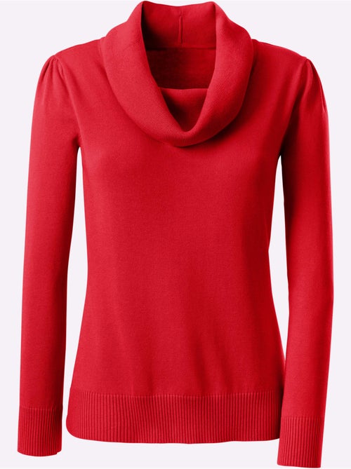 Pull en maille uni à col dégagé et manches longues - Taille standard - Witt - Kiabi