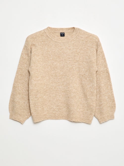 Pull en maille uni à col rond - Kiabi