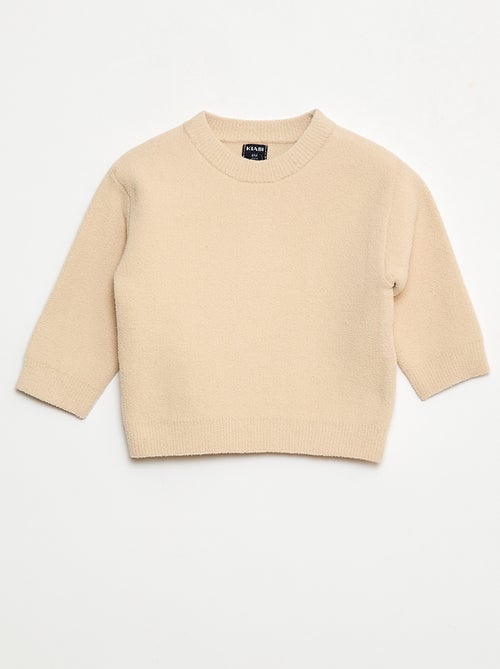Pull en maille uni à col rond - Kiabi