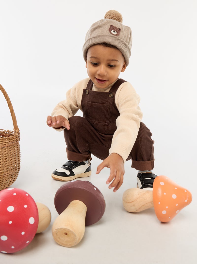 Pull en maille uni à col rond Beige - Kiabi