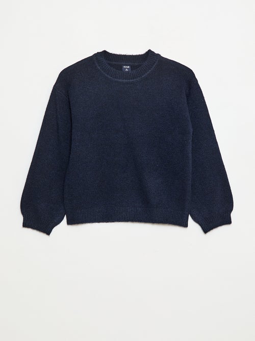 Pull en maille uni à col rond - Kiabi