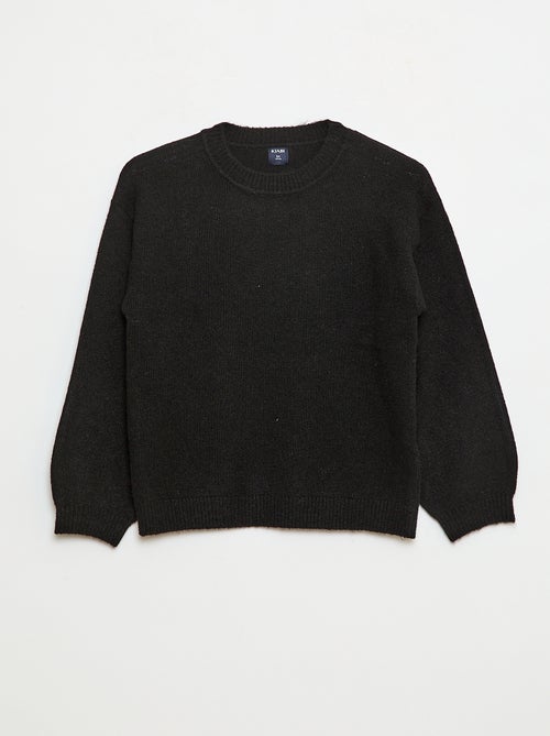 Pull en maille uni à col rond - Kiabi