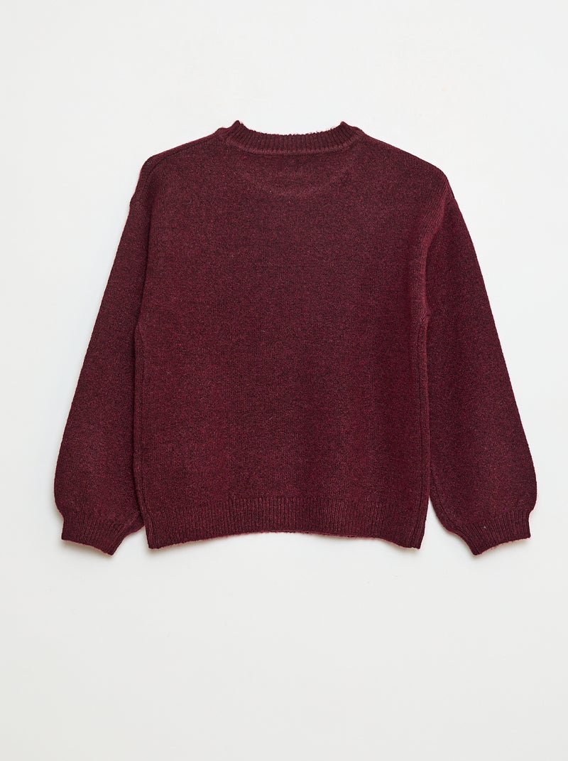 Pull en maille uni à col rond Rouge - Kiabi