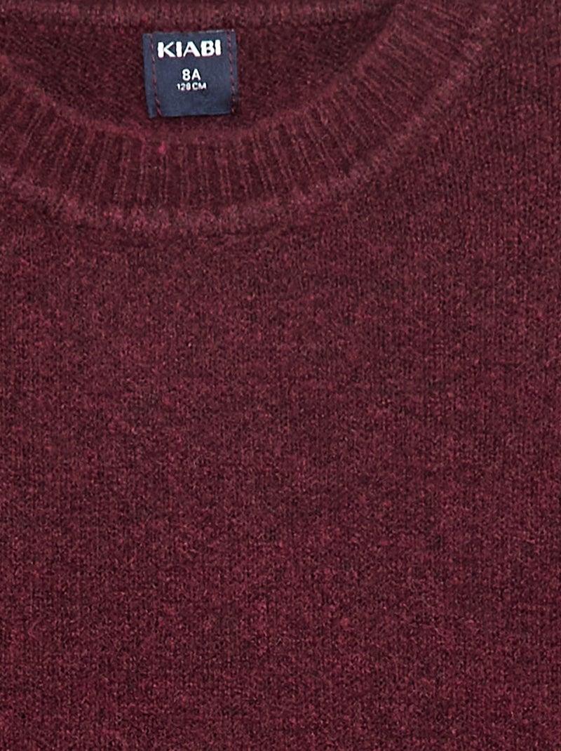 Pull en maille uni à col rond Rouge - Kiabi