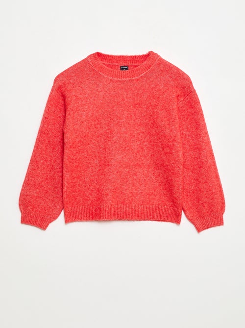 Pull en maille uni à col rond - Kiabi