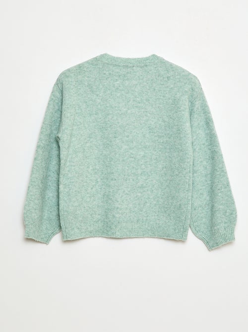 Pull en maille uni à col rond - Kiabi