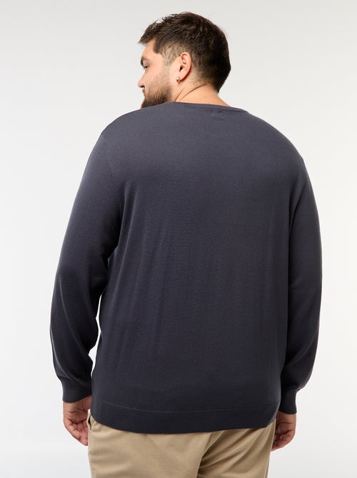 Pull en maille uni col rond - Kiabi