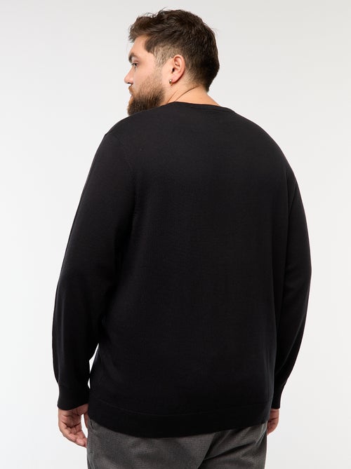 Pull en maille uni col rond - Kiabi