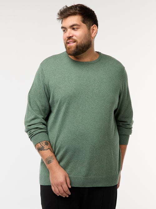 Pull en maille uni col rond - Kiabi