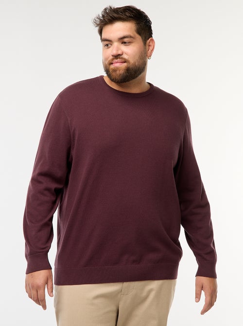 Pull en maille uni col rond - Kiabi